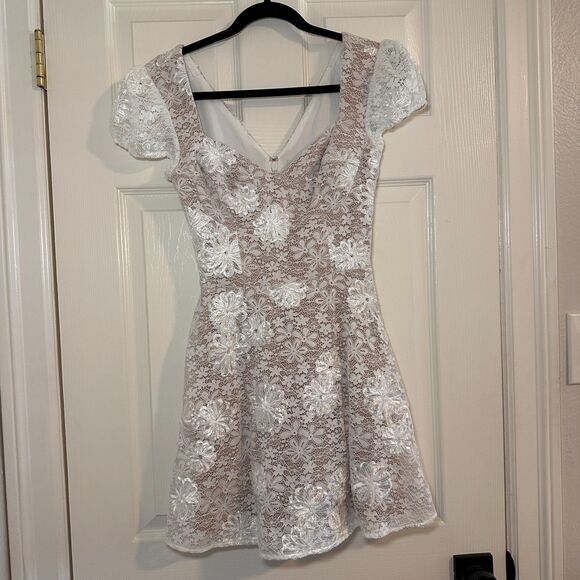 Dress The Population Marissa Fit & Flare Lace Mini Dress Bridal Cocktail Size XS - Picture 3 of 15